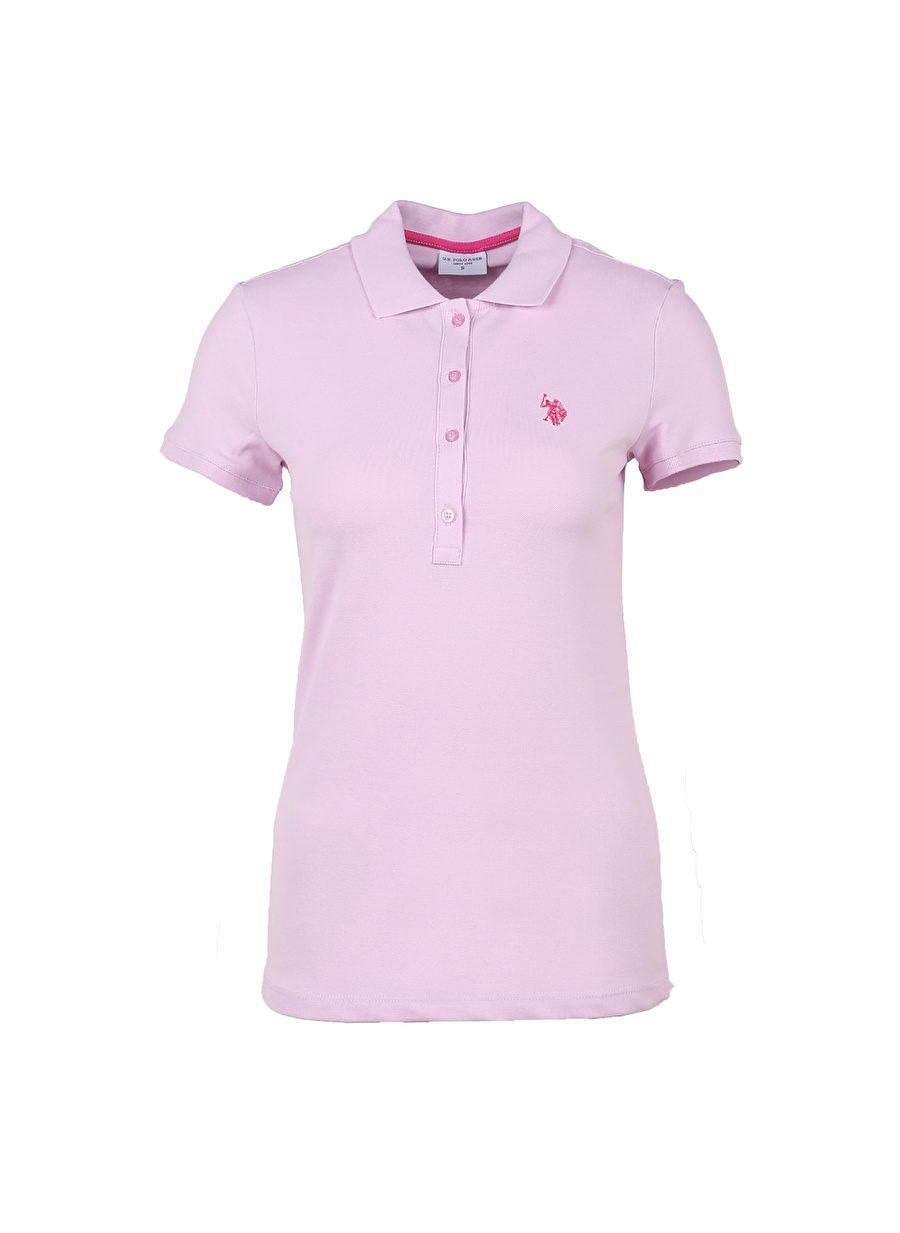 U.S. Polo Assn. Polo Yaka Düz Koyu Pembe Kadın T-Shirt GTP-IY23