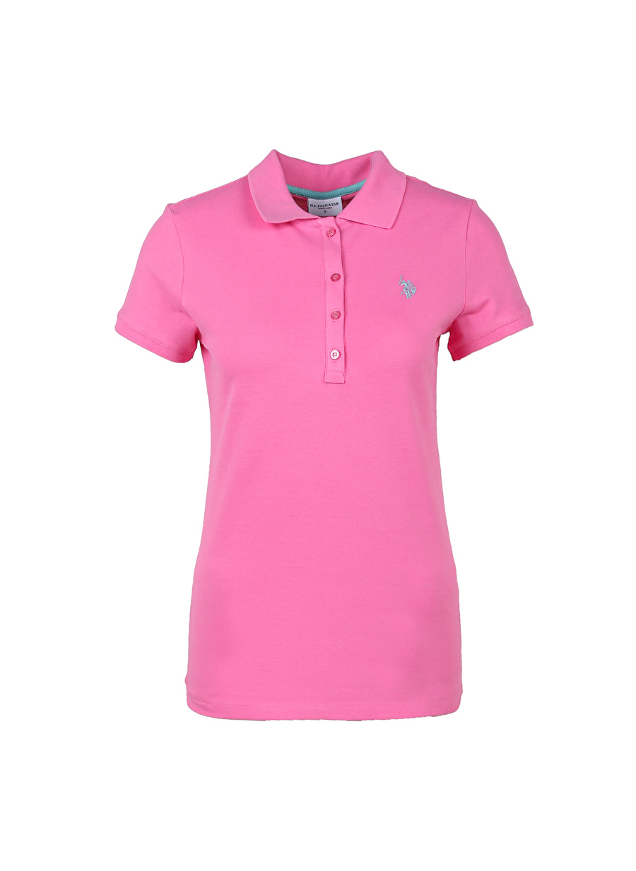 U.S. Polo Assn. Polo Yaka Düz Pembe Kadın T-Shirt GTP-IY23