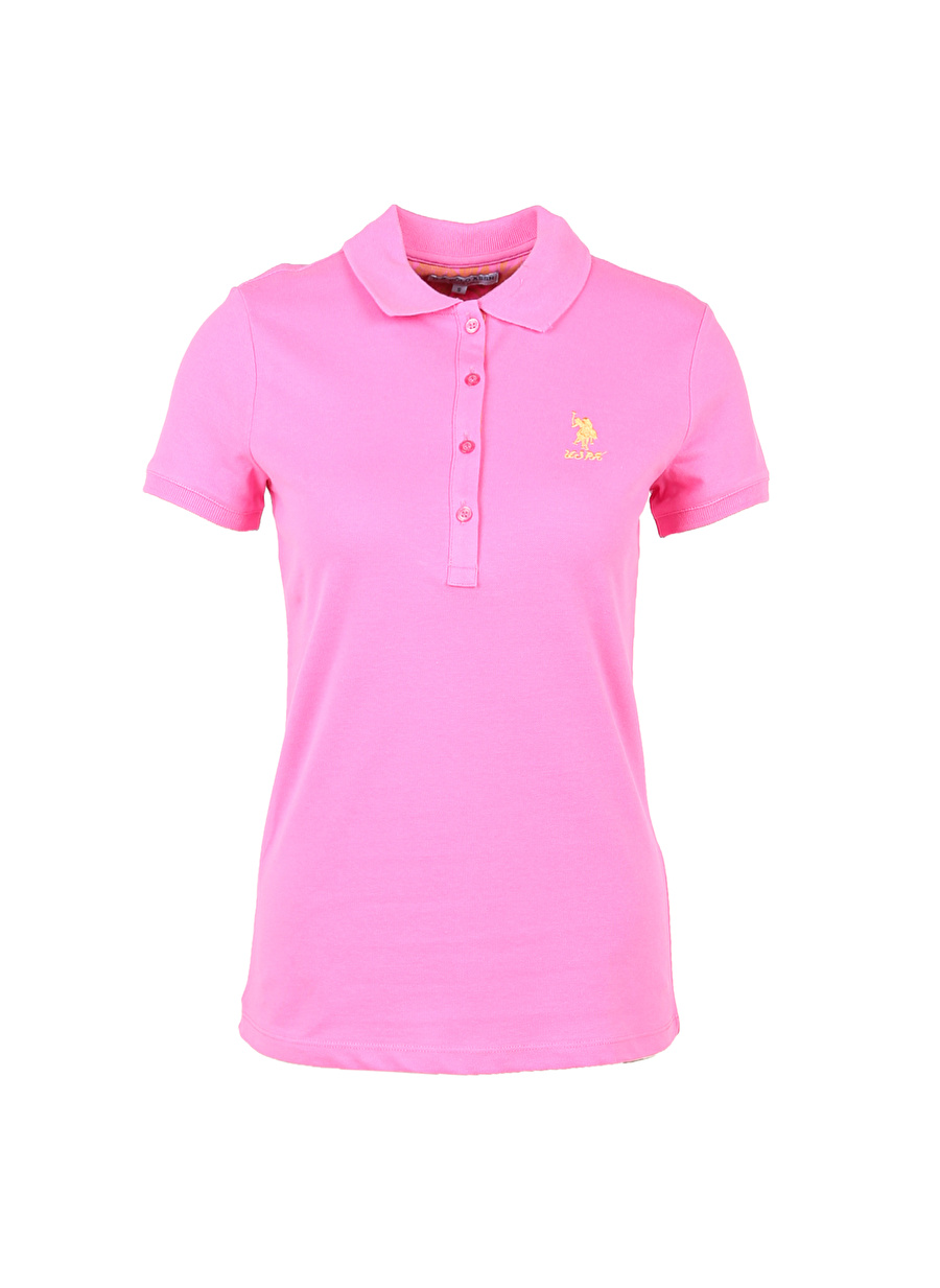 U.S. Polo Assn. Polo Yaka Düz Pembe Kadın T-Shirt TP0123