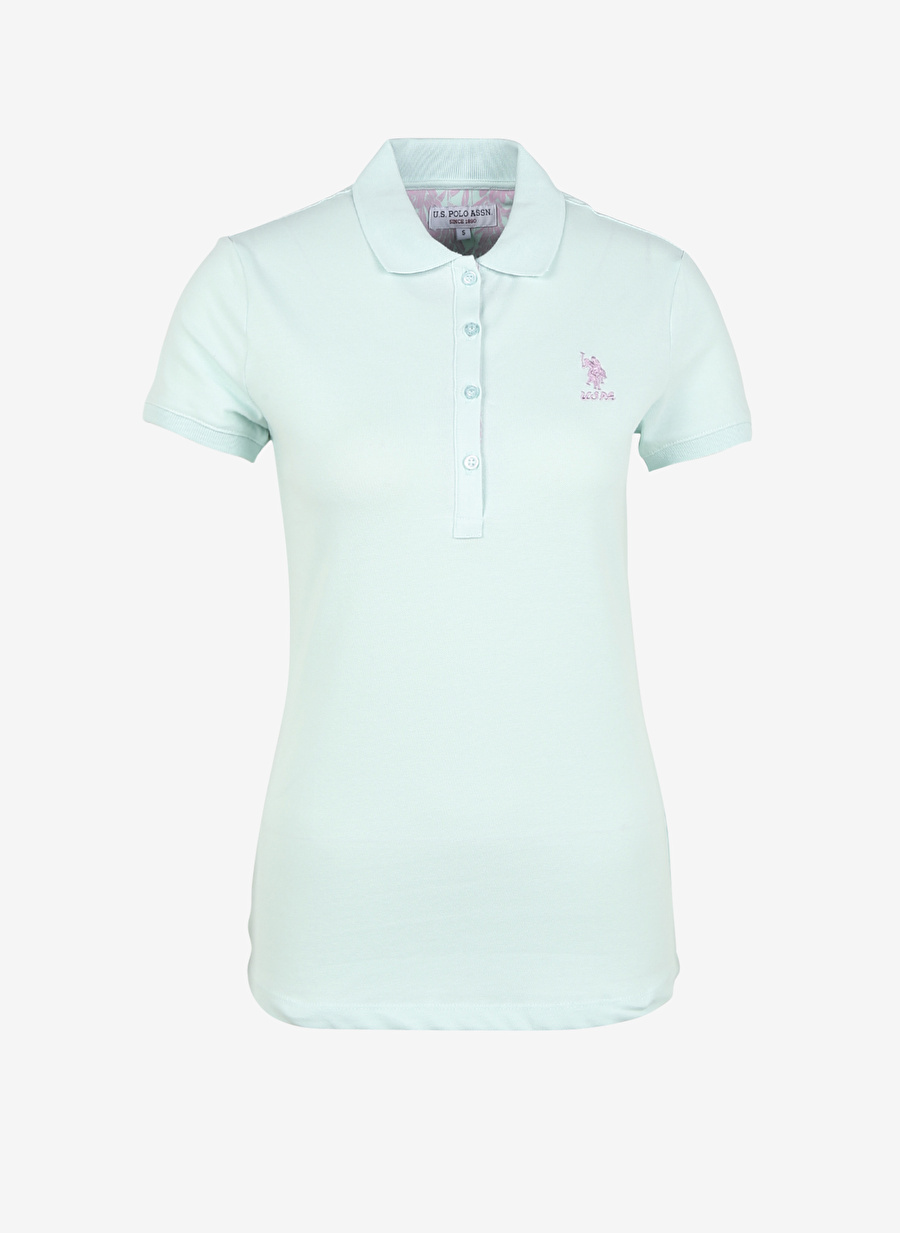 U.S. Polo Assn. Polo Yaka Düz Su Yeşili Kadın T-Shirt TP0123