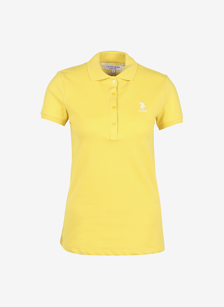 U.S. Polo Assn. Polo Yaka Düz Sarı Kadın T-Shirt TP0123