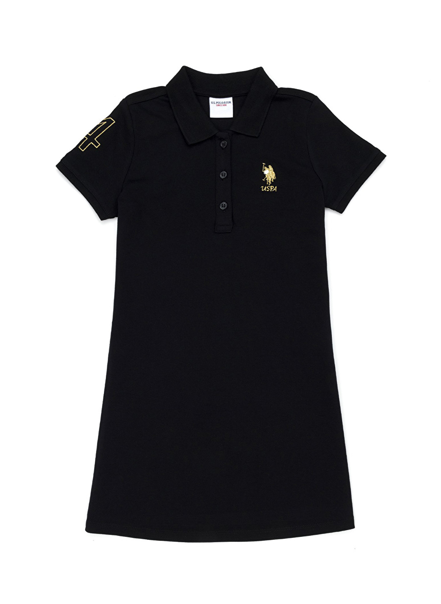 U.S. Polo Assn. Düz Siyah Kız Çocuk Polo T-Shirt MTSKIDS