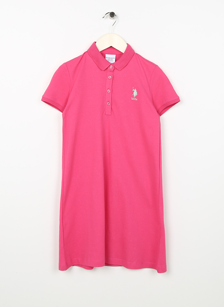 U.S. Polo Assn. Pembe Kız Çocuk Regular Fit Düz Elbise GURLINKIDS23