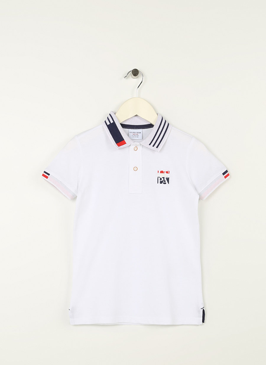 U.S. Polo Assn. Beyaz Erkek Çocuk Polo Yaka Kısa Kollu Düz Polo T-Shirt KOMUNKIDS