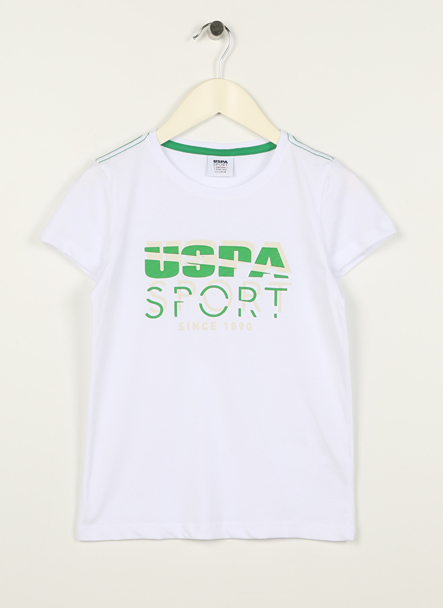 U.S. Polo Assn. Beyaz Erkek Çocuk Bisiklet Yaka Kısa Kollu Baskılı T-Shirt LARENKIDS