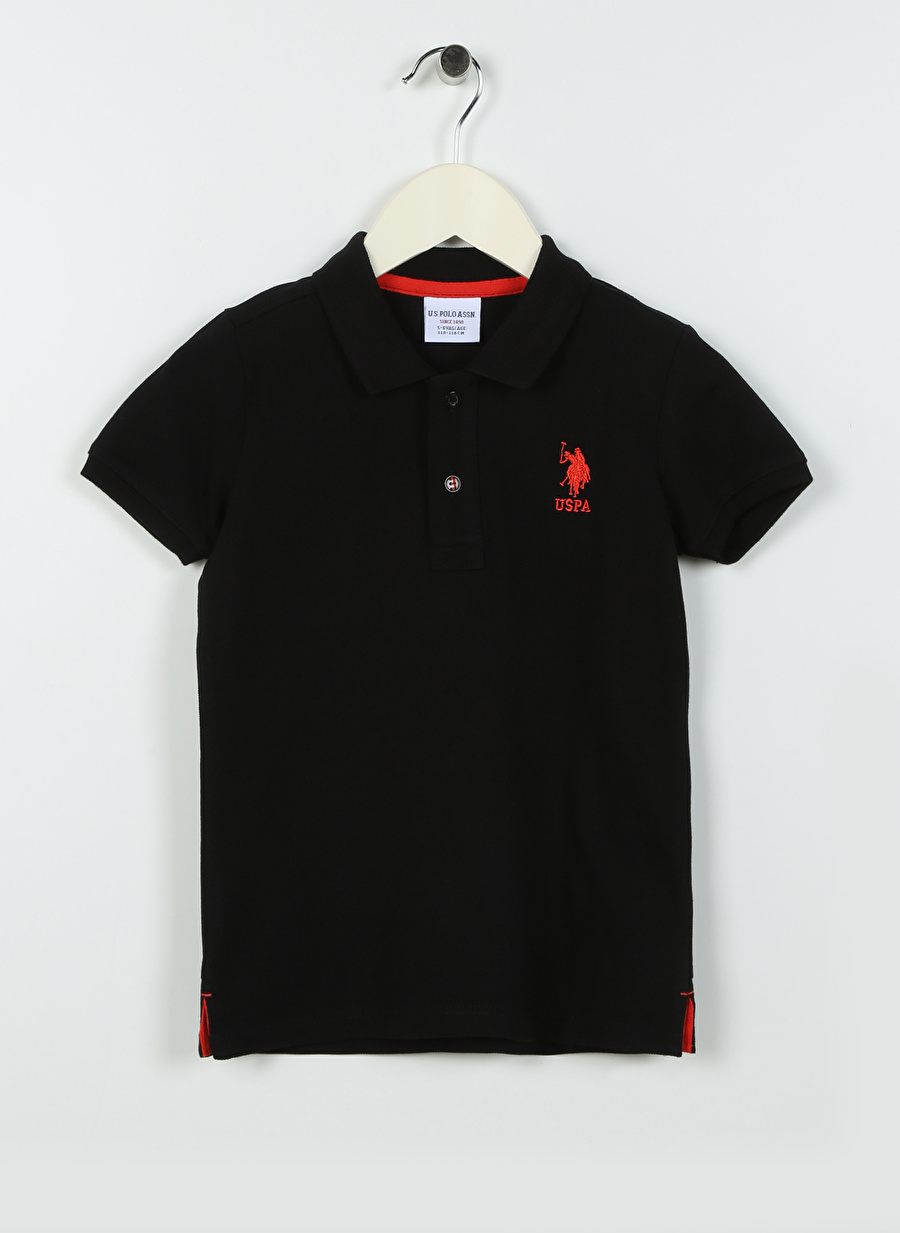 U.S. Polo Assn. Siyah Erkek Çocuk Polo Yaka Kısa Kollu Düz Polo T-Shirt TP01IY023