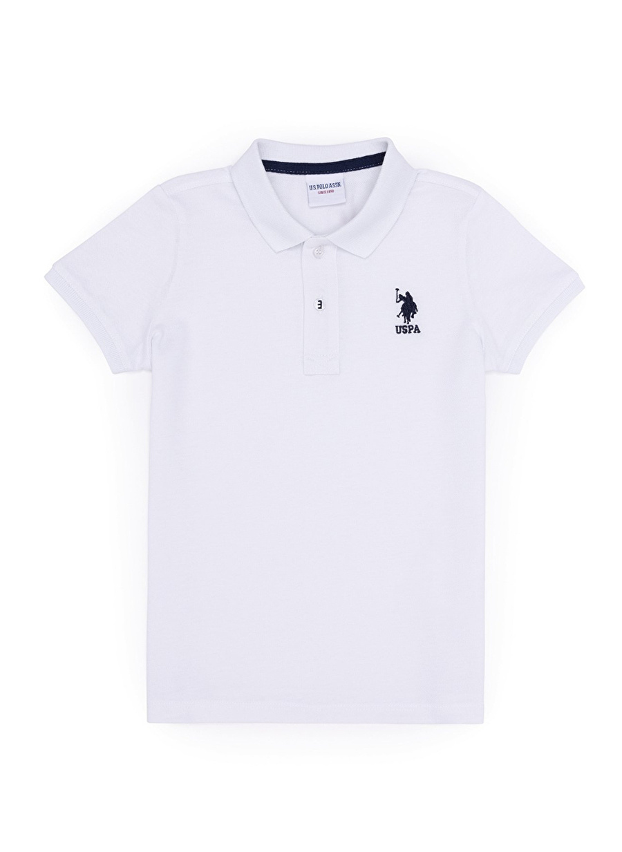 U.S. Polo Assn. Beyaz Erkek Çocuk Polo Yaka Kısa Kollu Düz Polo T-Shirt TP01IY023