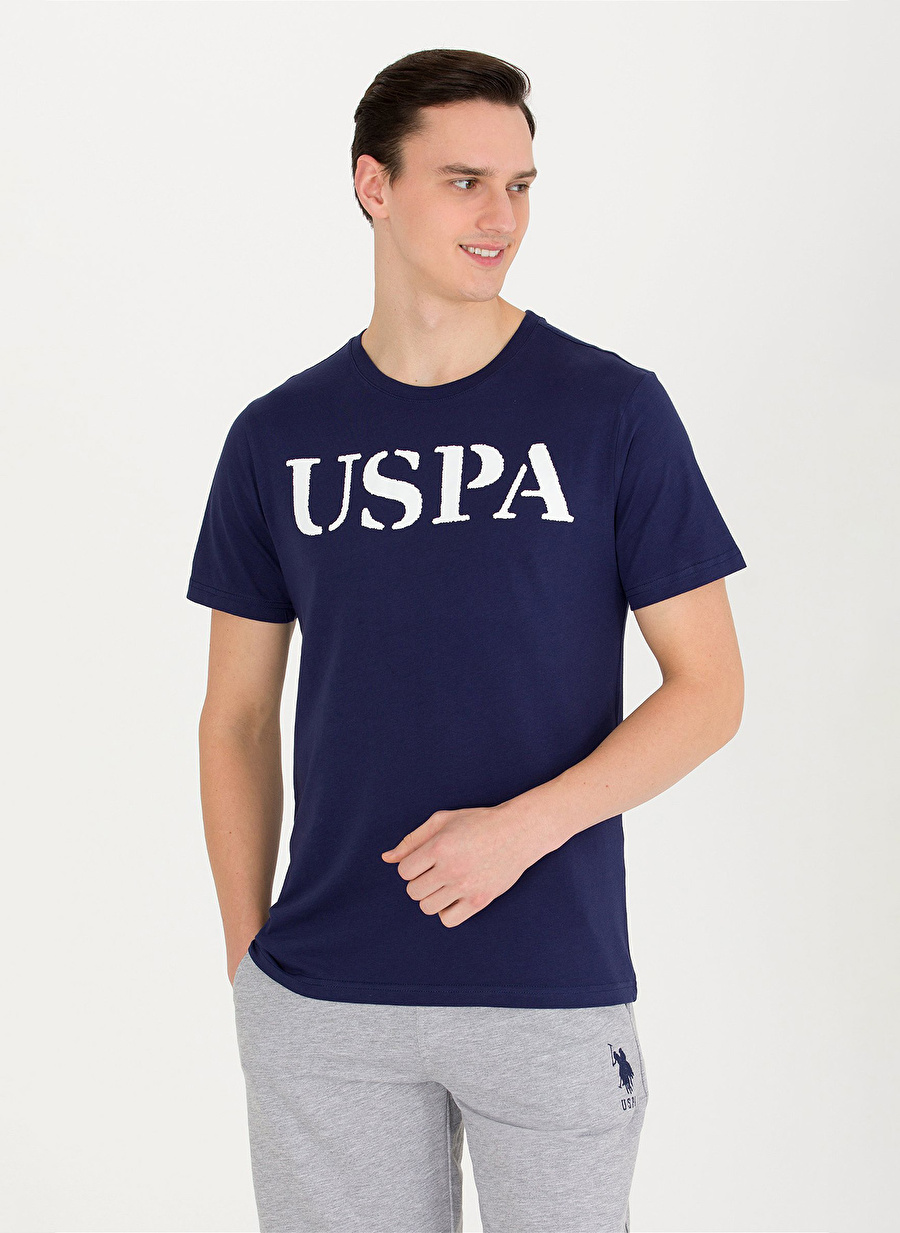 U.S. Polo Assn. Bisiklet Yaka Lacivert Erkek T-Shirt GEARTIY023