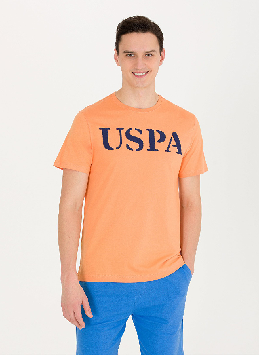 U.S. Polo Assn. Bisiklet Yaka Turuncu Erkek T-Shirt GEARTIY023