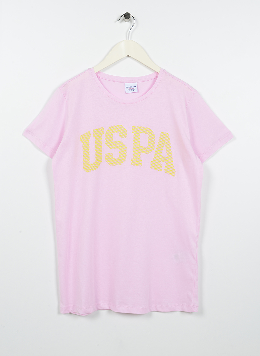 U.S. Polo Assn. Baskılı Pembe Kız Çocuk T-Shirt KEAN-IY23