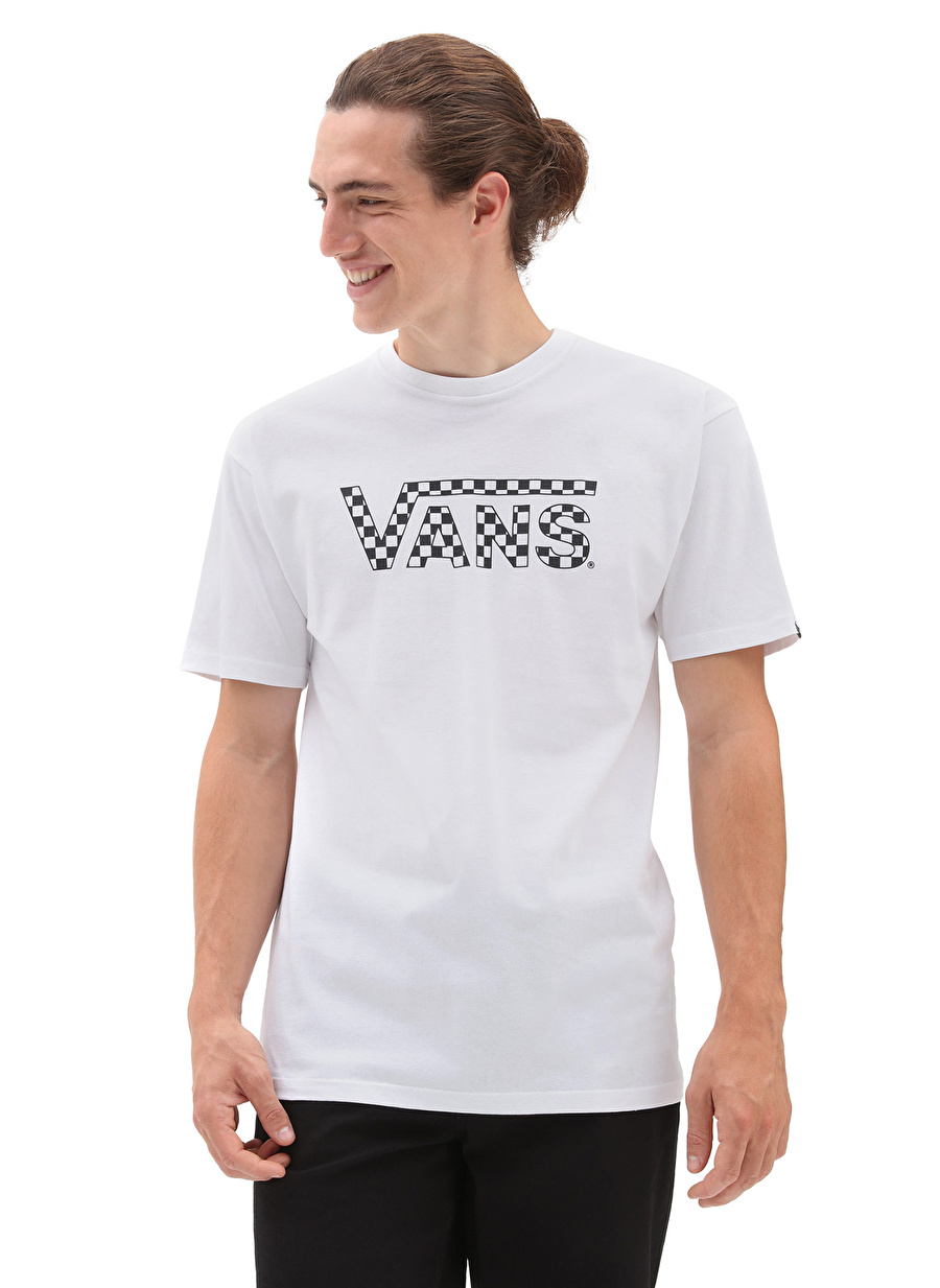 Vans Yuvarlak Yaka Düz Beyaz Erkek T-Shirt VN0A7UCPYB21 CHECKERED VANS-B