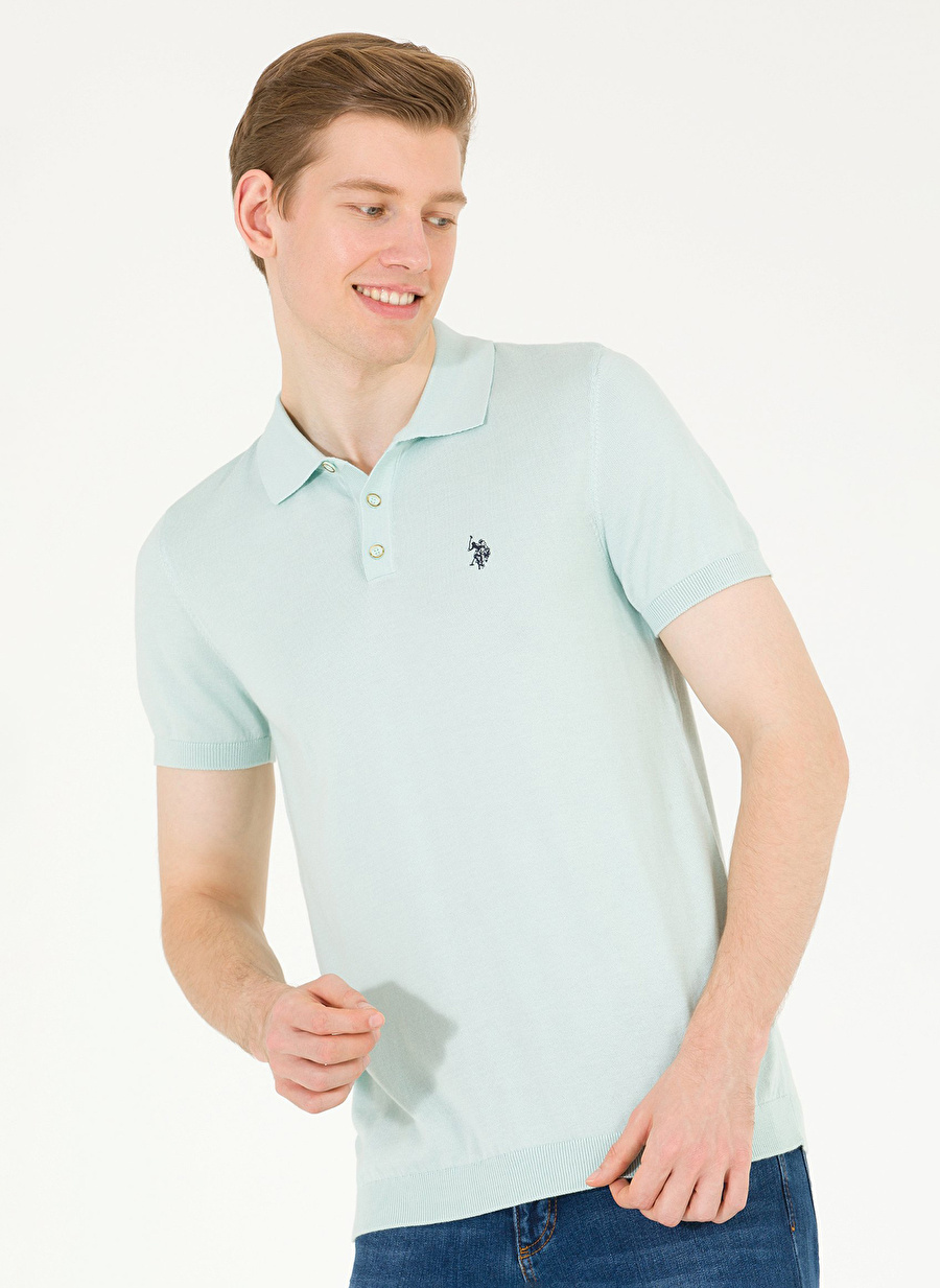 U.S. Polo Assn. Polo Yaka Regular Fit Yeşil Erkek Kazak RAHAL-IY23