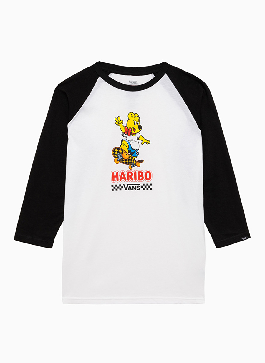 Vans Siyah - Beyaz Erkek Çocuk Bisiklet Yaka Yarım Kollu T-Shirt VN00086RYB21 HARIBO RAGLAN