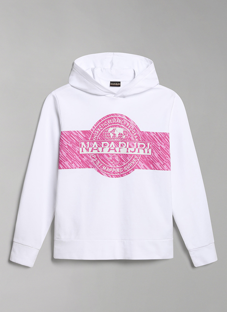 Napapijri Beyaz Kız Çocuk Kapüşonlu Uzun Kollu Sweatshirt NP0A4GXD0021 K B-PINZON