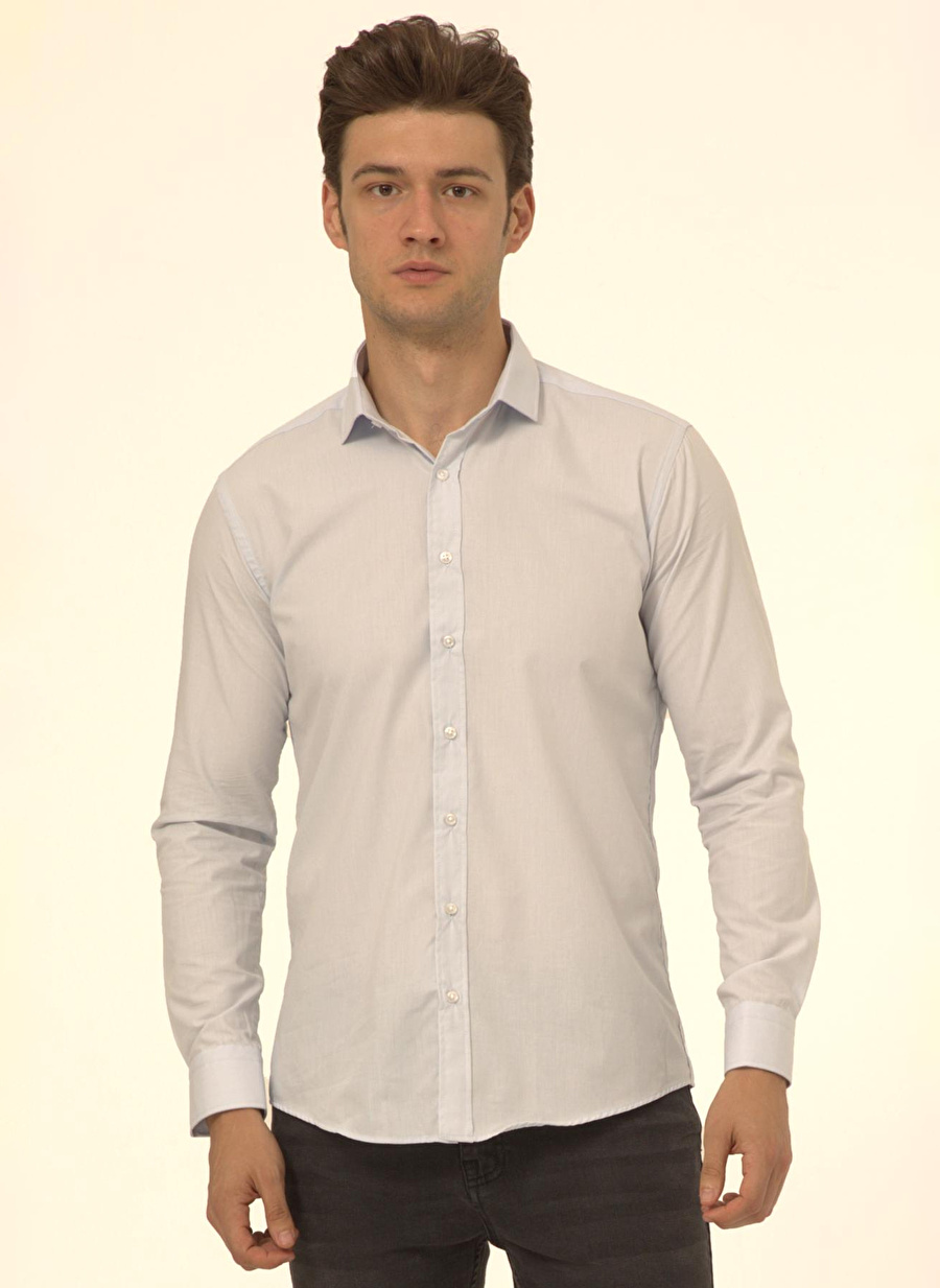 Süvari Mavi - Buz Erkek Slim Fit Gömlek GM1007100515