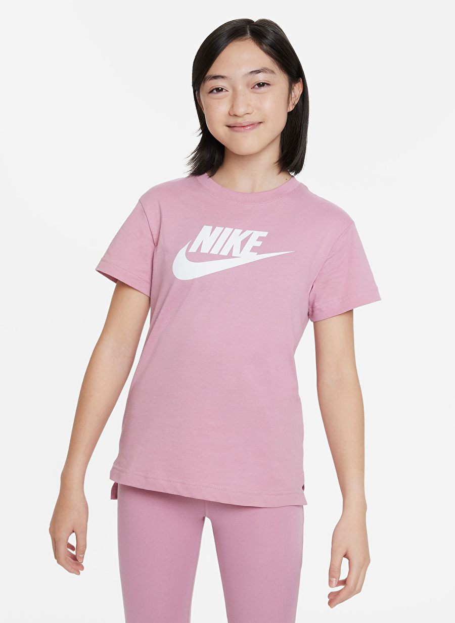 Nike Çocuk Kırmızı - Pembe Bisiklet Yaka T-Shirt AR5088-601 G NSW TEE DPTL BASIC FUT