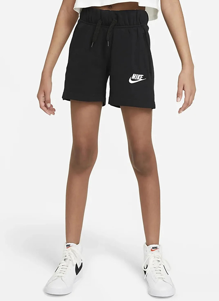 Nike Çocuk Siyah - Gri - Gümüş Şort DA1405-010 G NSW CLUB FT 5 IN SHORT