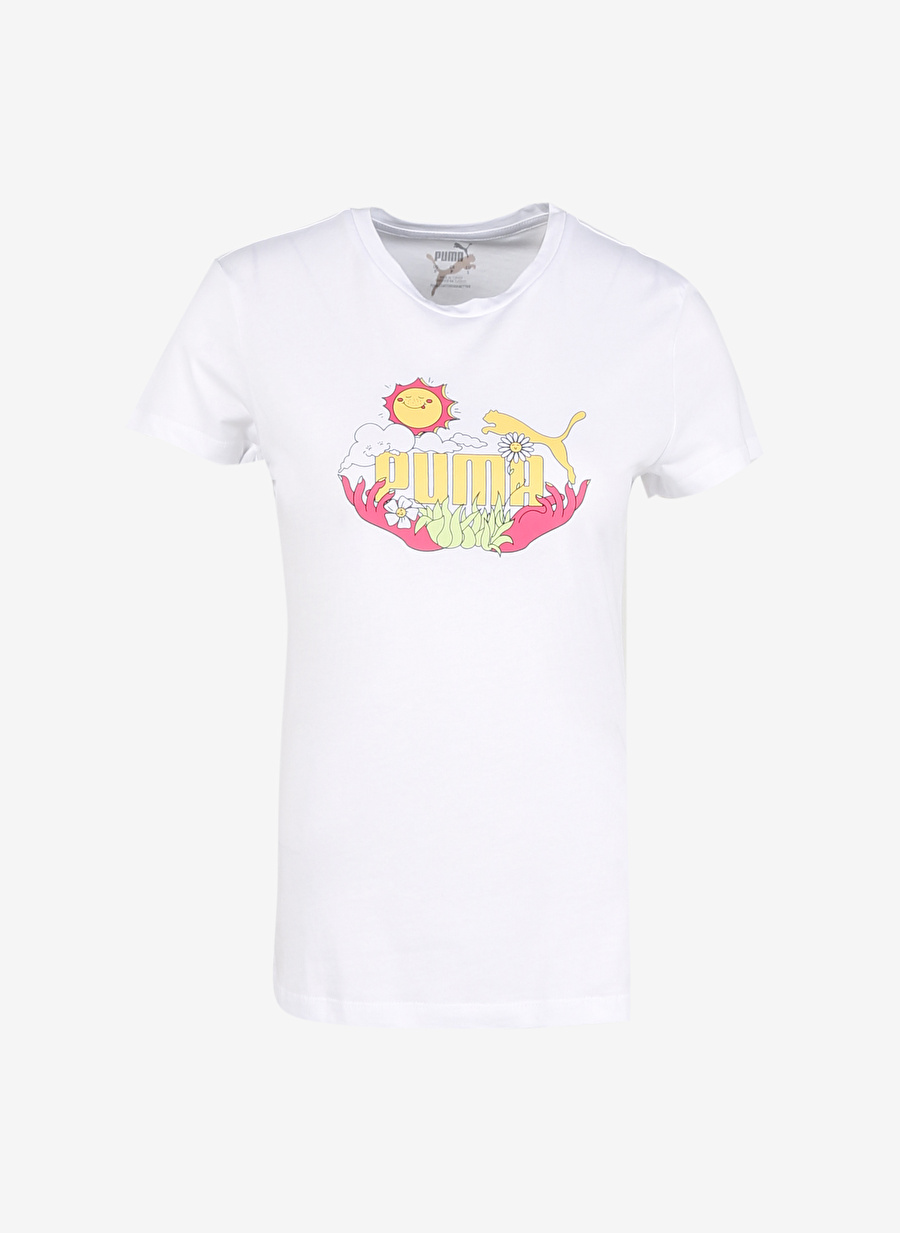 Puma Beyaz Kadın Yuvarlak Yaka T-Shirt 67996603 Women s TEE