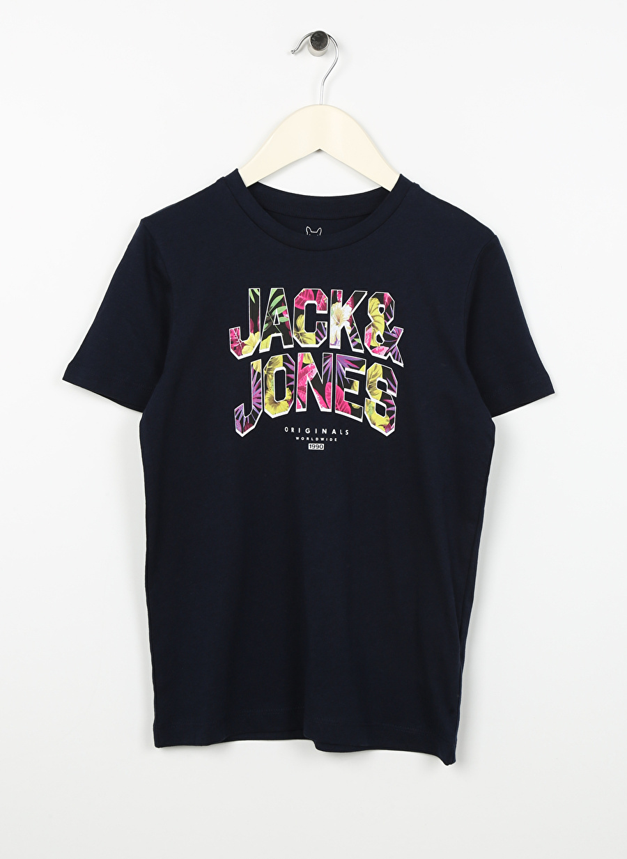 Jack & Jones Lacivert Erkek Çocuk Bisiklet Yaka Desenli T-Shirt 12240210