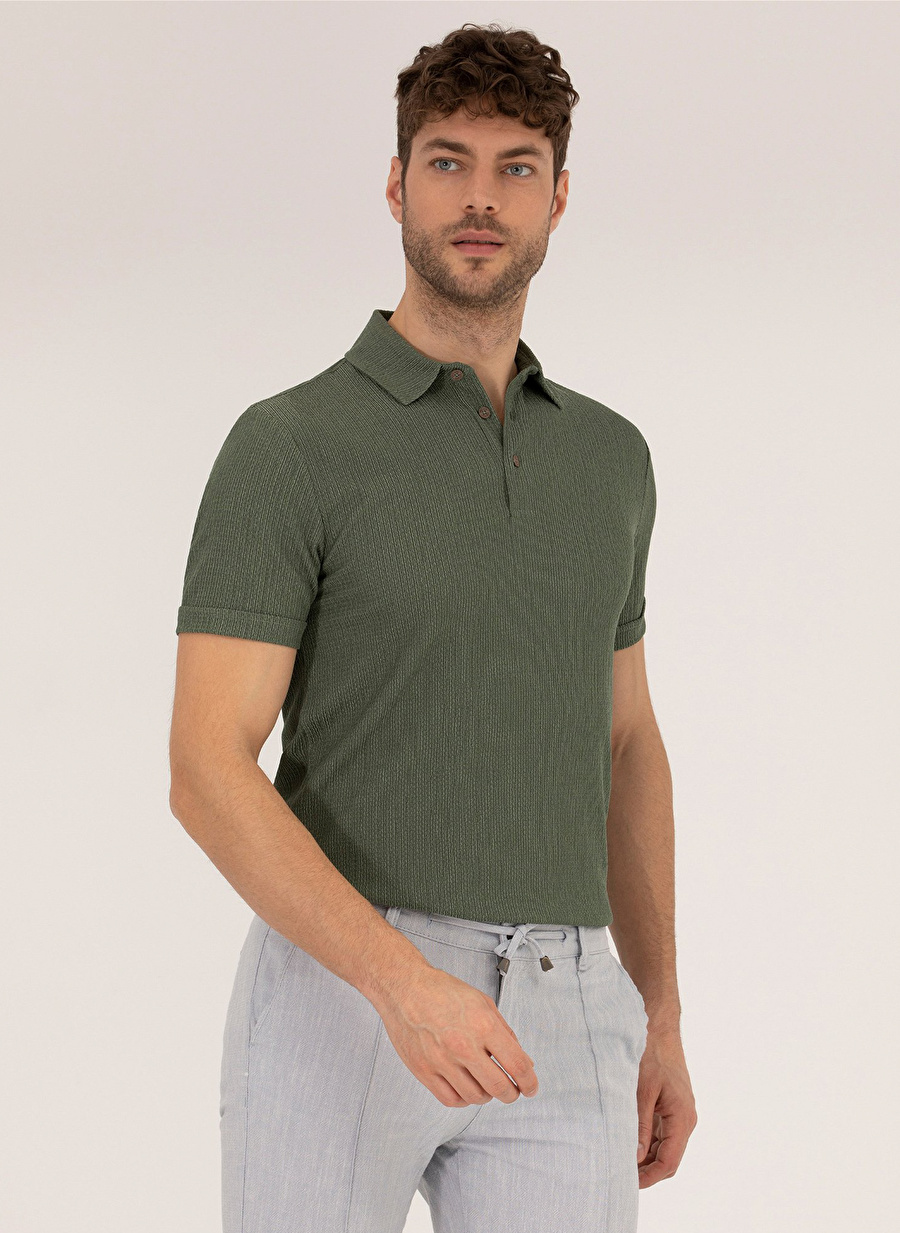 Pierre Cardin Jakarlı Haki Erkek Polo T-Shirt BLAKE