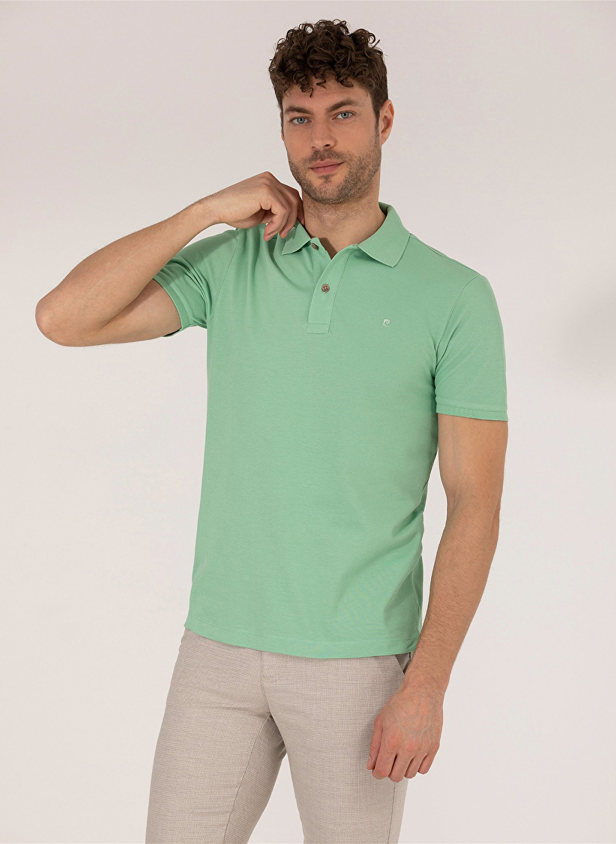 Pierre Cardin Düz Açık Yeşil Erkek Polo T-Shirt EARTH