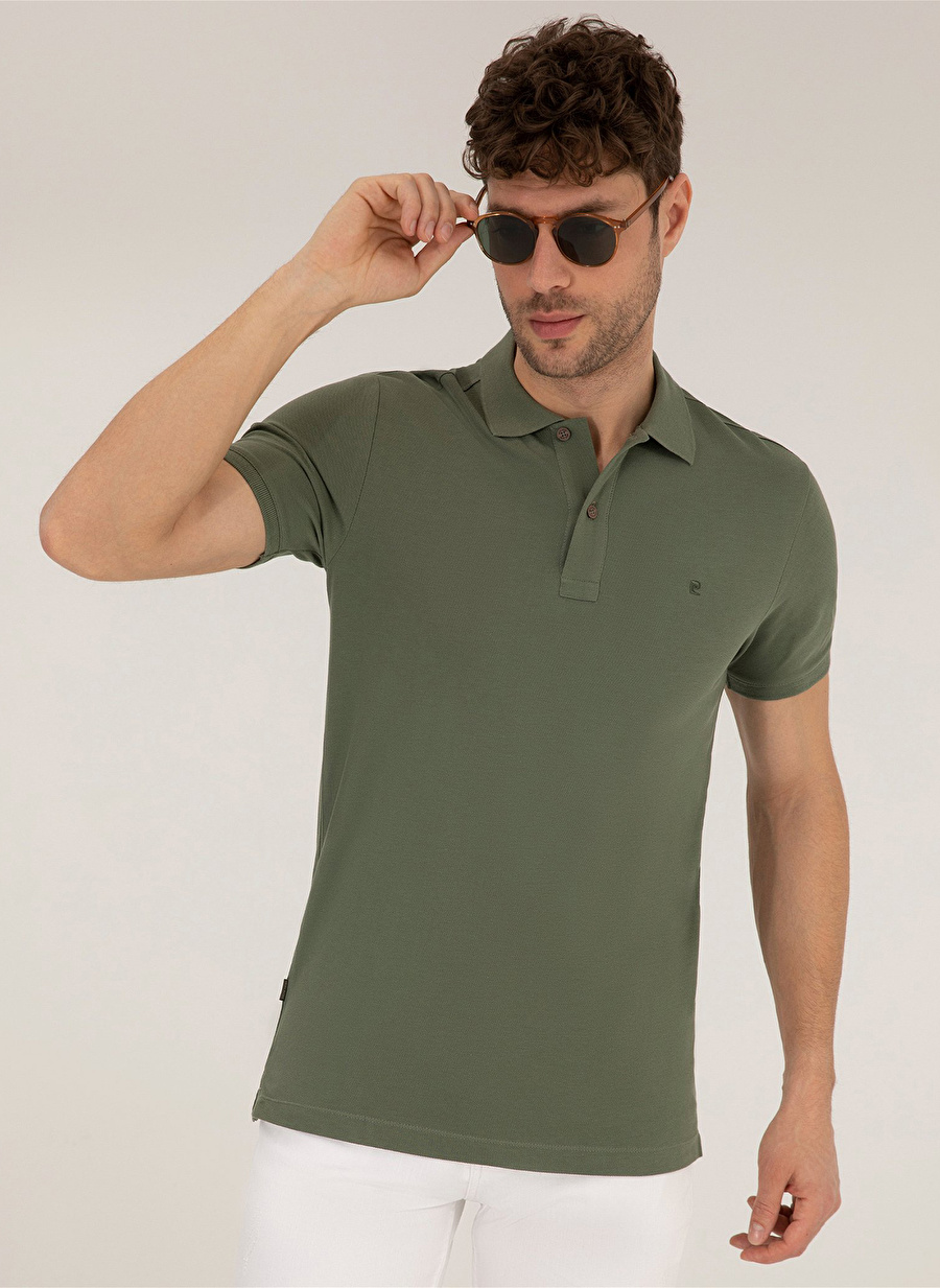 Pierre Cardin Düz Haki Erkek Polo T-Shirt EARTH