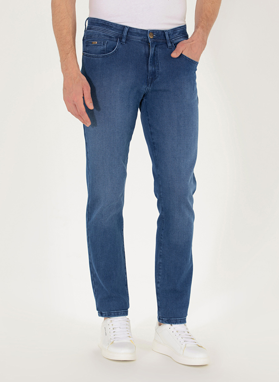 Pierre Cardin Normal Bel Normal Paça Straight Mavi Erkek Denim Pantolon LONEL_1