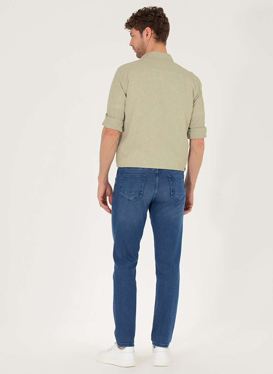 Pierre Cardin Normal Bel Normal Paça Straight Mavi Erkek Denim Pantolon LONEL_3