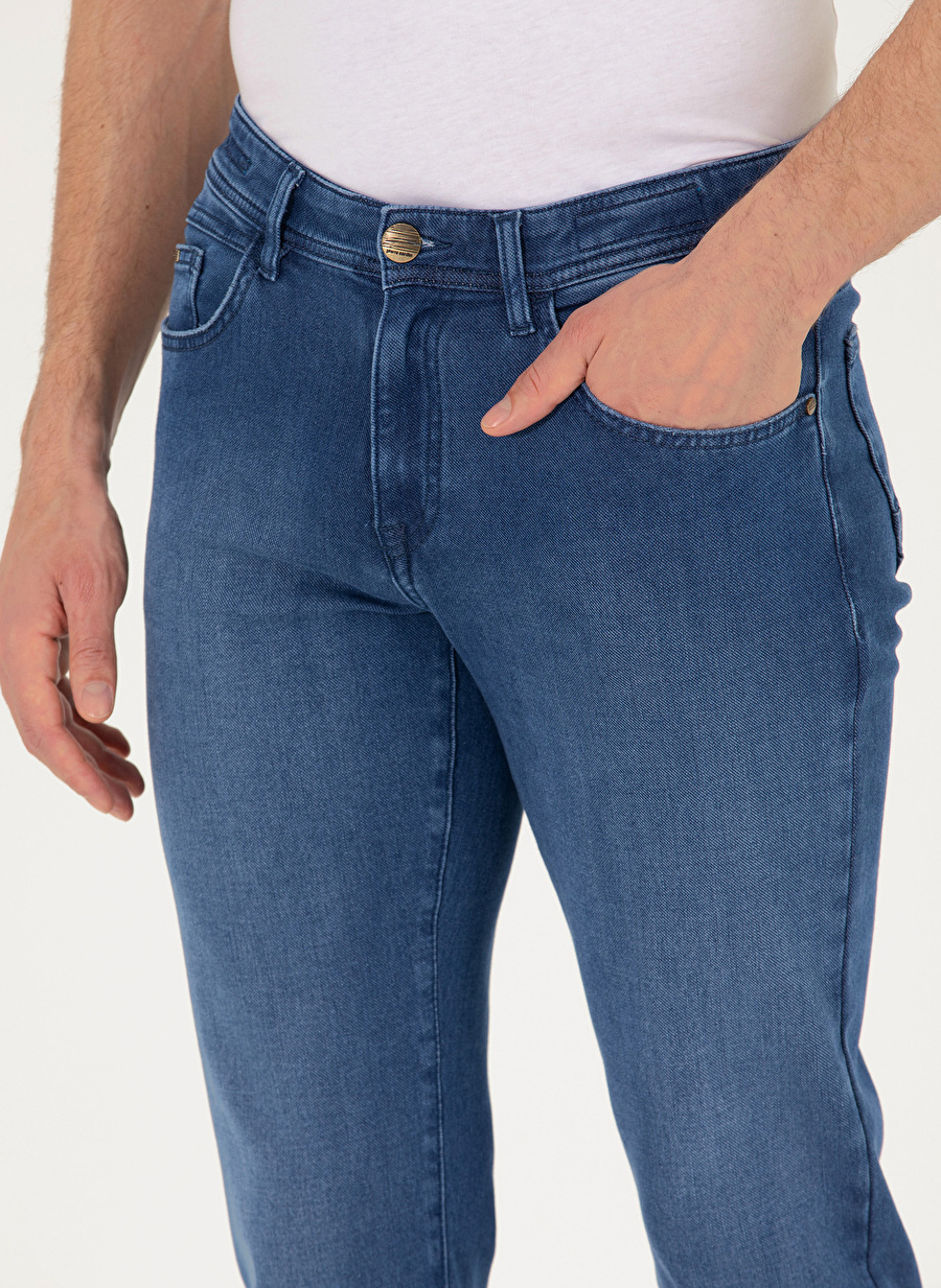 Pierre Cardin Normal Bel Normal Paça Straight Mavi Erkek Denim Pantolon LONEL_4