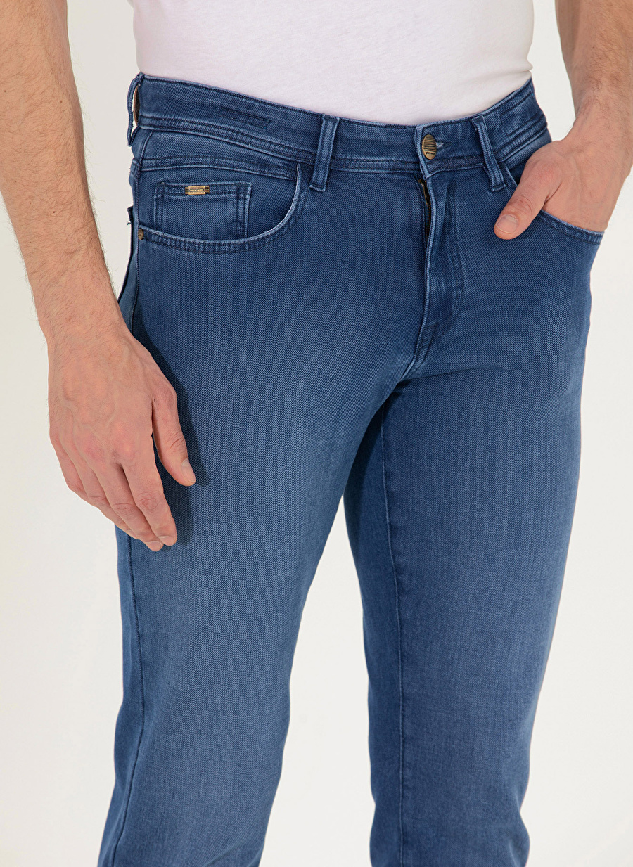 Pierre Cardin Normal Bel Normal Paça Straight Mavi Erkek Denim Pantolon LONEL_5