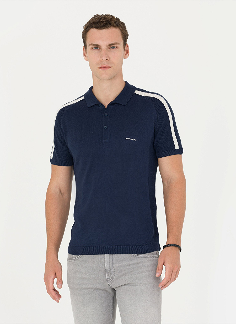 Pierre Cardin Polo Yaka Slim Fit Düz Lacivert Erkek Kazak PARES