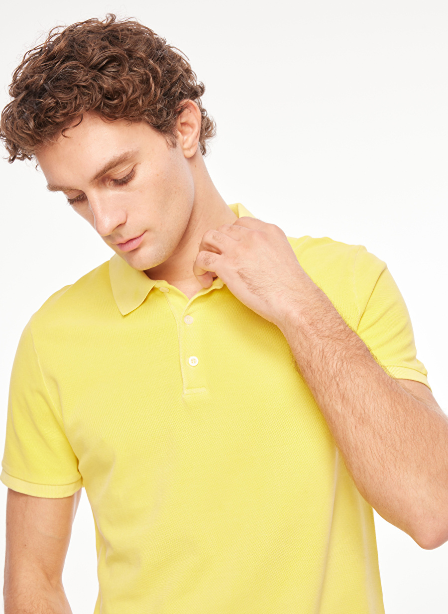 People By Fabrika Yıkamalı Sarı Erkek Polo T-Shirt ALI23