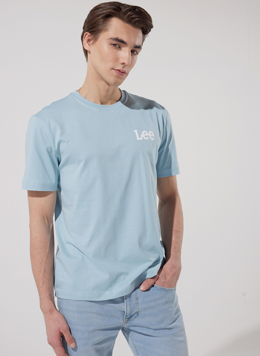 Lee Bisiklet Yaka Açık Mavi Erkek T-Shirt LL04FQUY_Bisiklet Yaka T-shirt