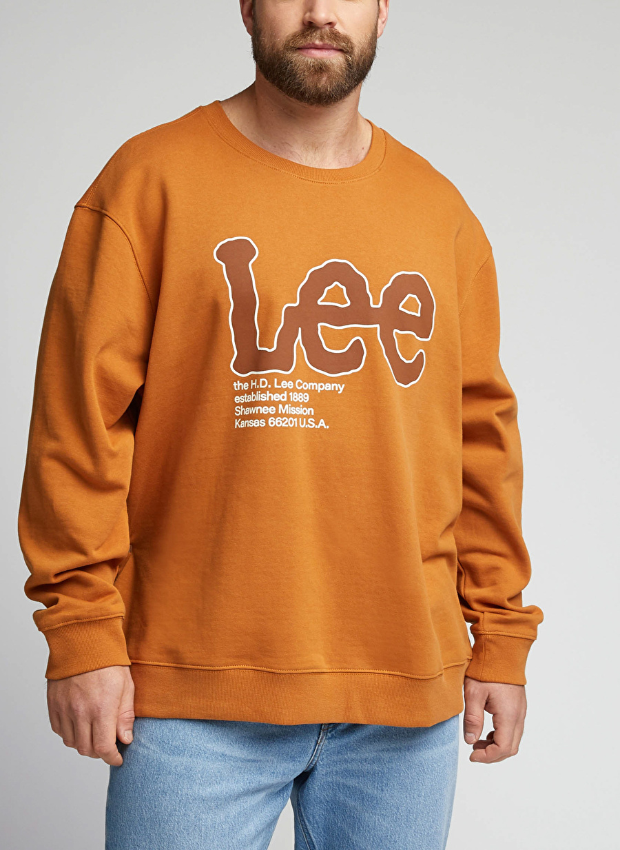 Lee Bisiklet Yaka Karamel Erkek Sweatshırt L84QTJ99_Bisiklet Yaka Sweatshirt