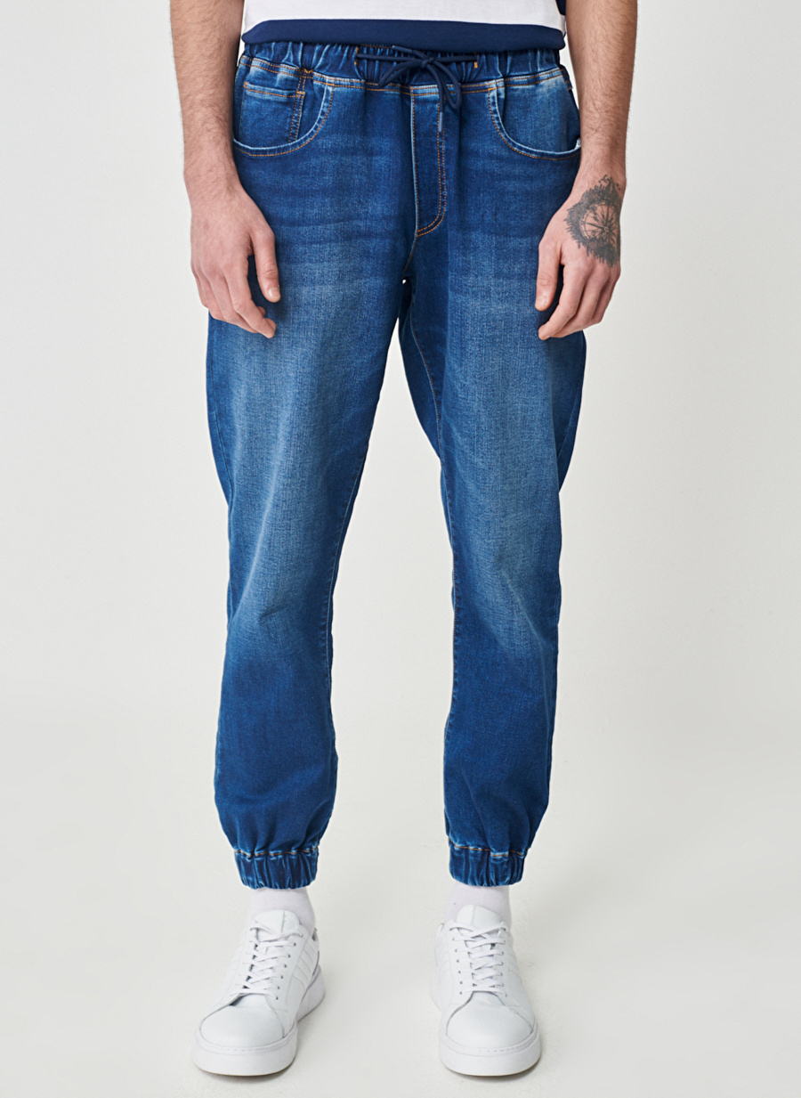 Lee LM0400414V_Jogger Jean Pantolon Taş Erkek Normal Bel Regular Fit Denim Pantolon