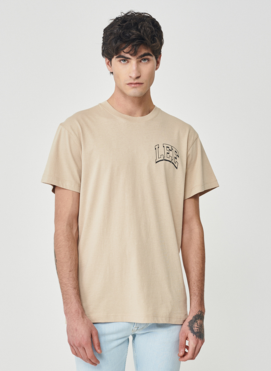 Lee Bisiklet Yaka Bej Erkek T-Shirt LV10FQUQ_Bisiklet Yaka T-shirt