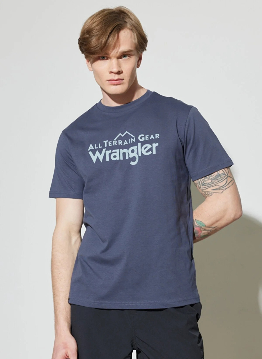 Wrangler Bisiklet Yaka Lacivert Erkek T-Shirt W231729410_Bisiklet Yaka Tee ATG