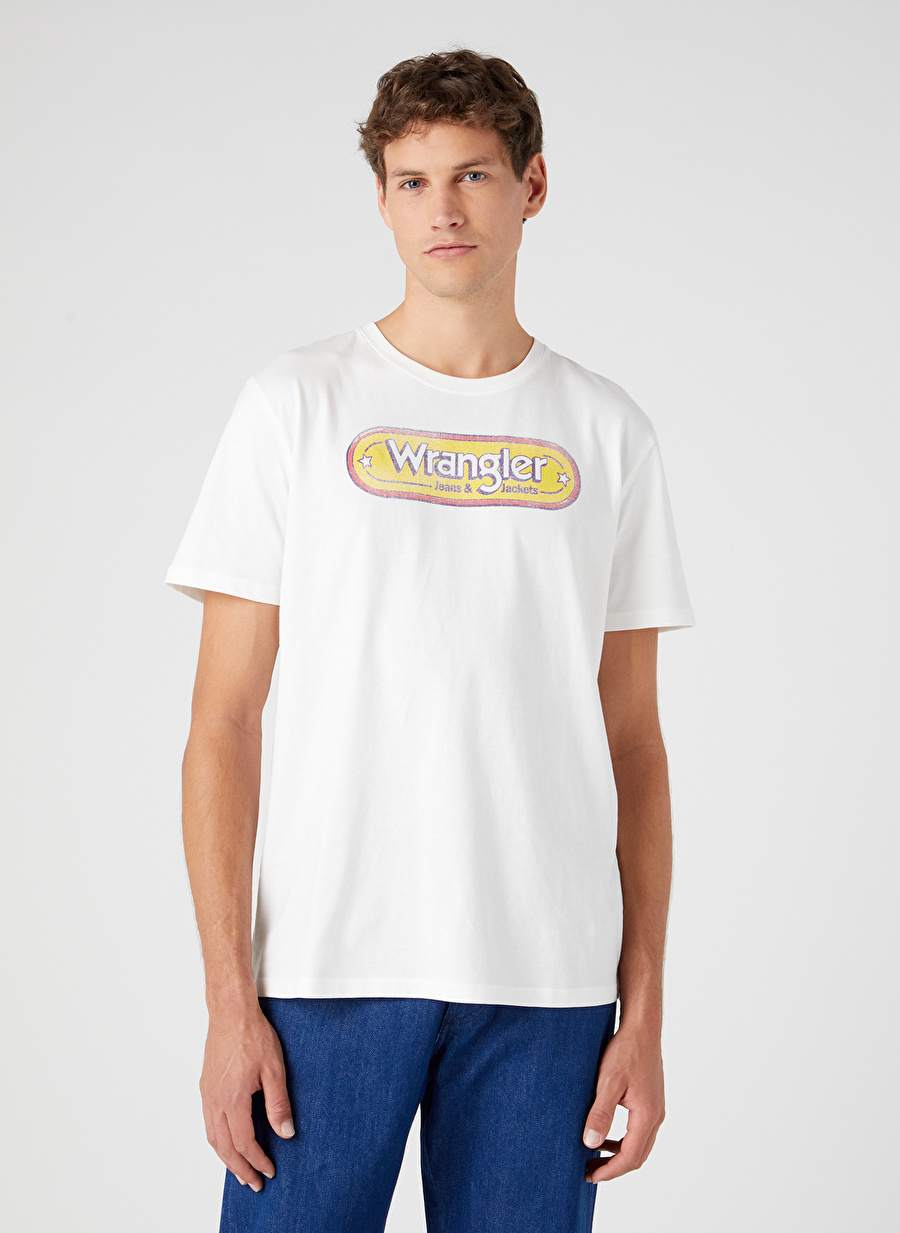 Wrangler Bisiklet Yaka Krem Erkek T-Shirt W773EEW02_Bisiklet Yaka T-shirt