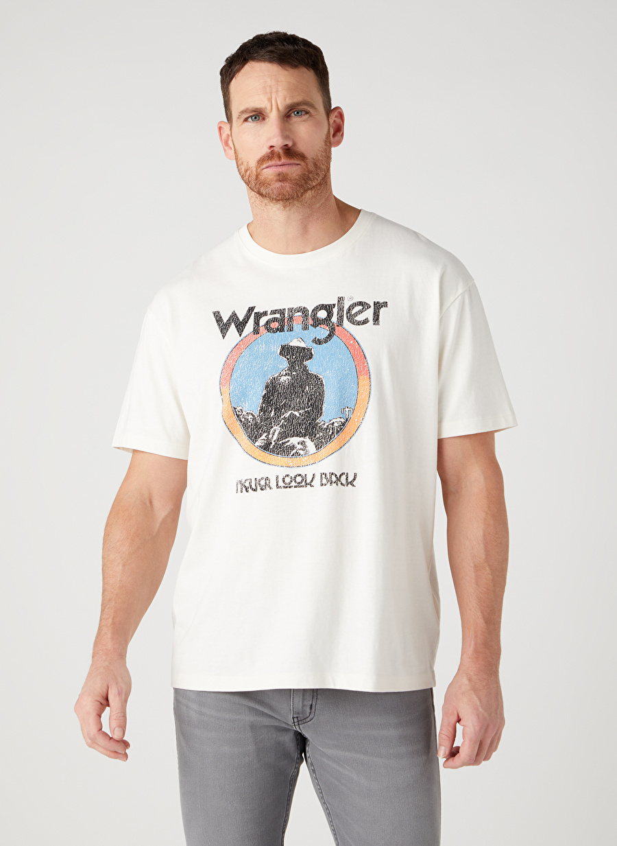 Wrangler Bisiklet Yaka Kırık Beyaz Erkek T-Shirt W7CBEE737_Bisiklet Yaka T-shirt