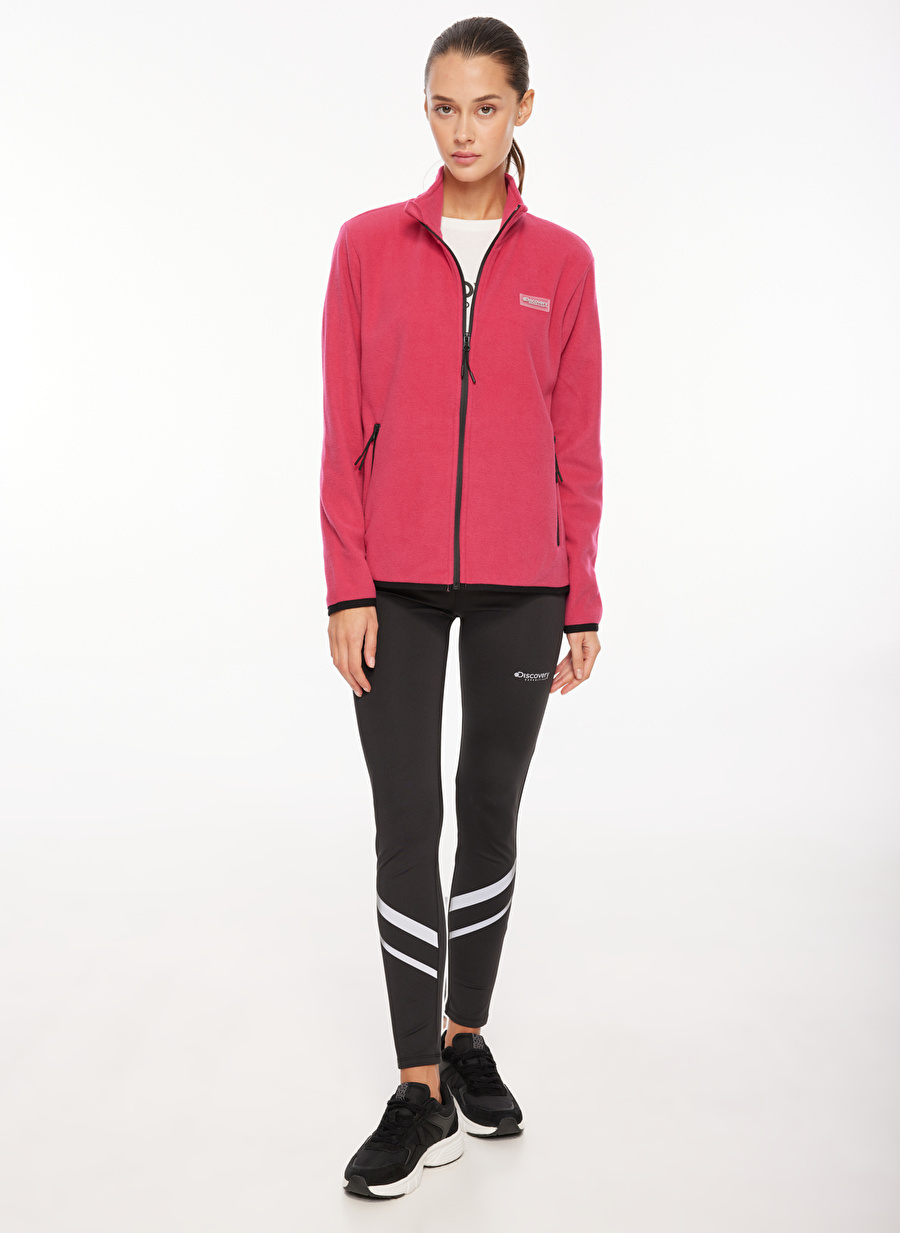 Discovery Expedition Pembe Kadın Fermuarlı Düz Polar Sweatshırt D3WL-SWT27