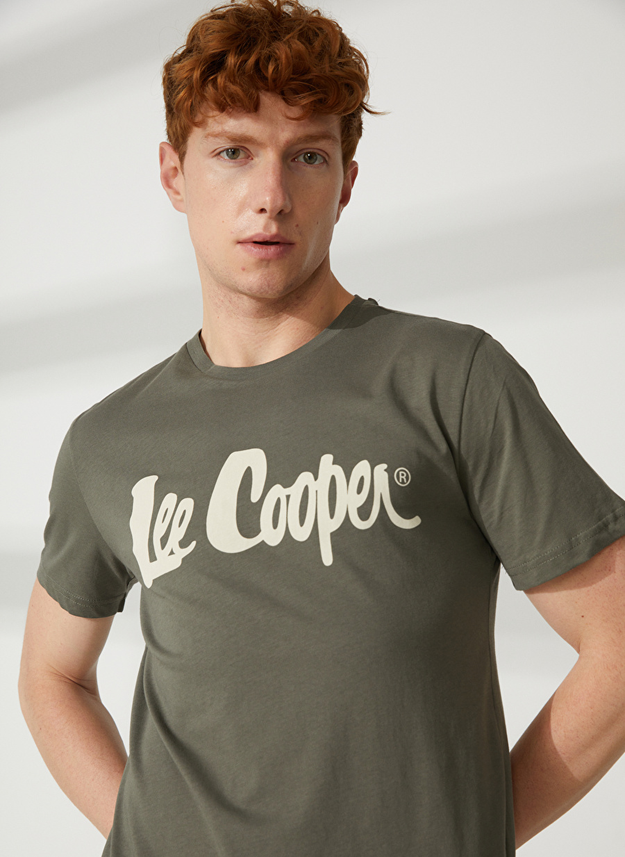 Lee Cooper Bisiklet Yaka Haki Erkek T-Shirt 232 LCM 242032 LONDONLOGO HAKİ