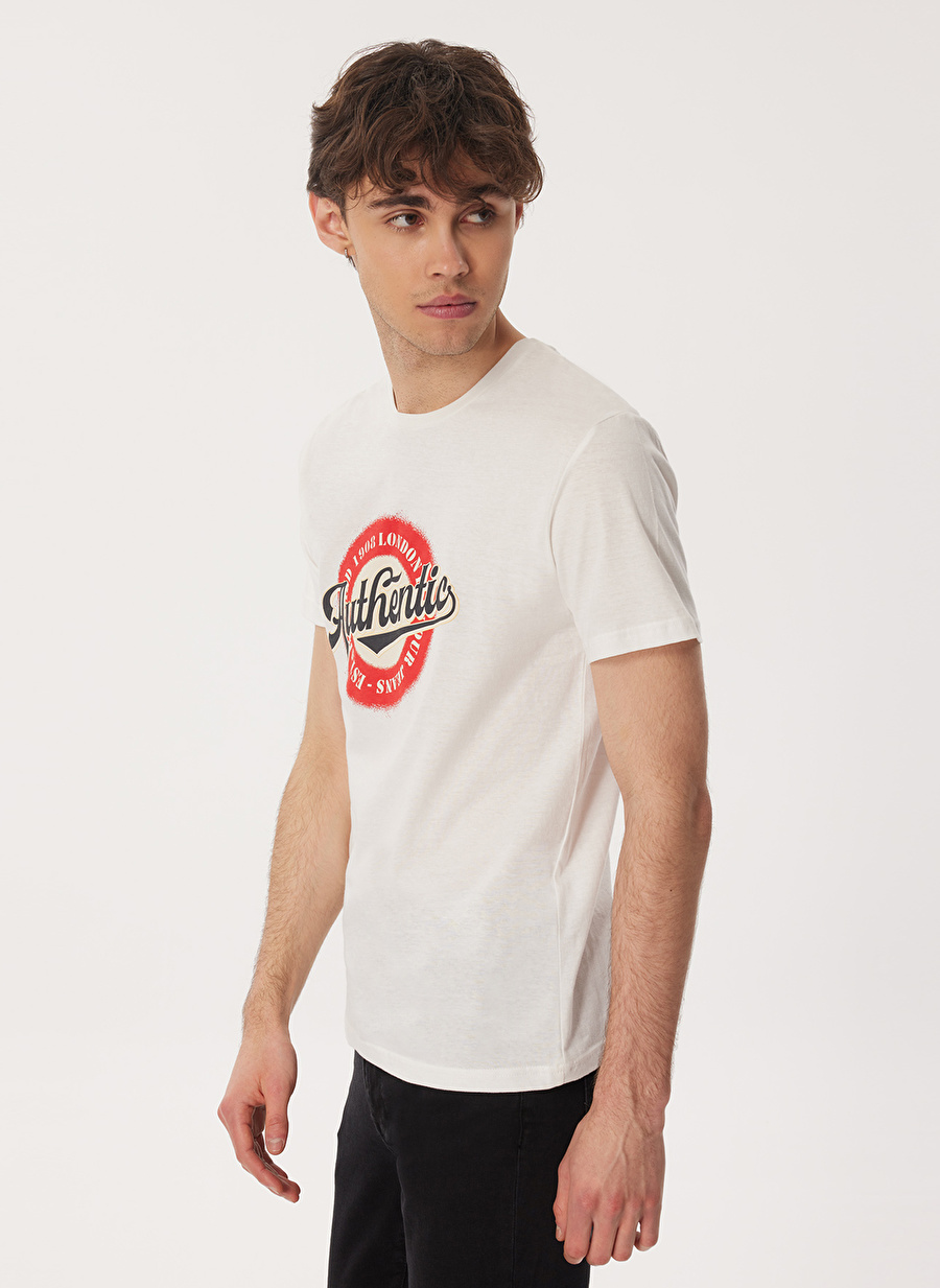 Lee Cooper Bisiklet Yaka Beyaz Erkek T-Shirt 232 LCM 242019 AUTHEN BEYAZ_1