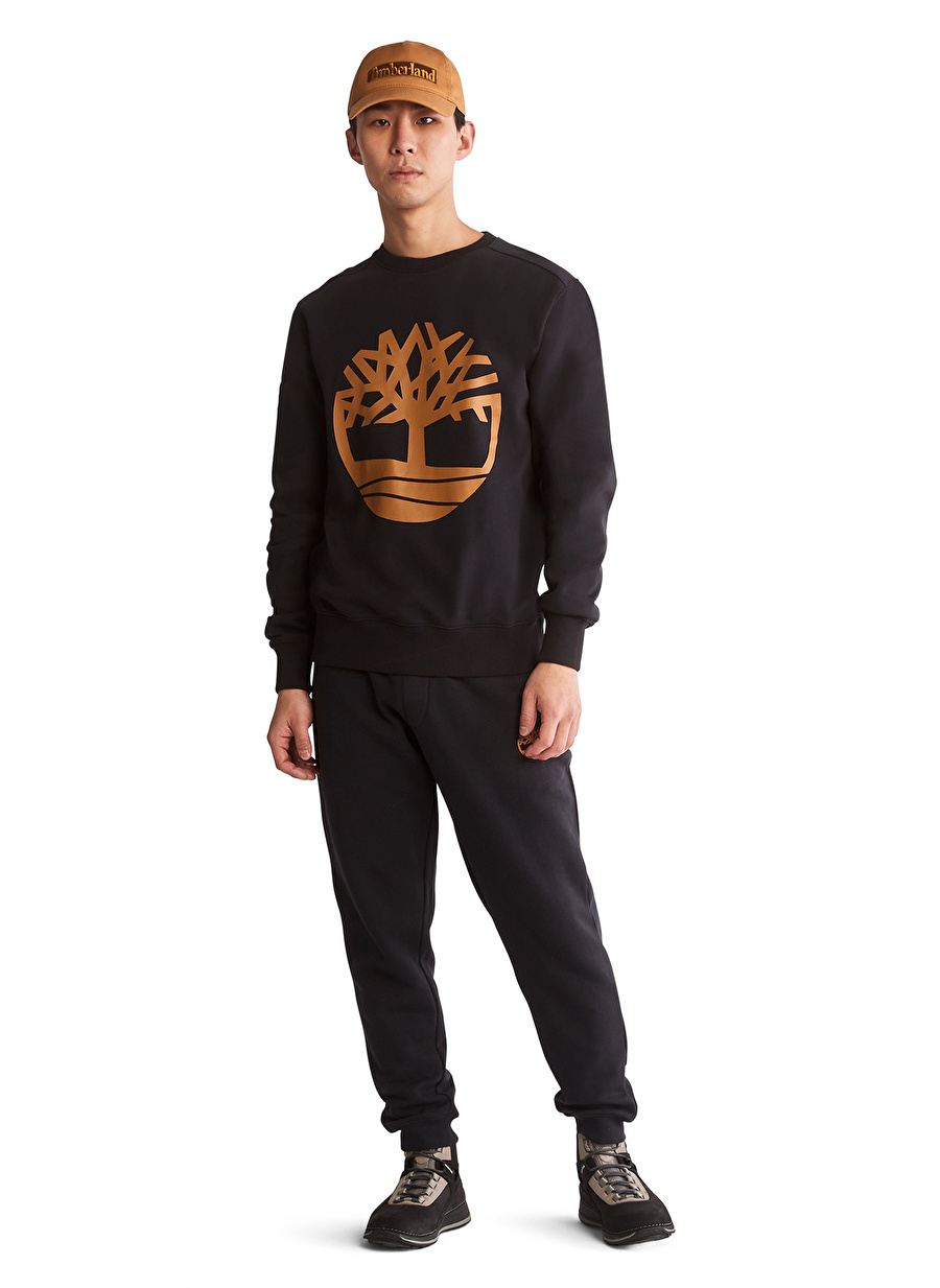 Timberland Siyah Erkek Kapüşonlu Sweatshirt TB0A2BJ8P561_Tree Logo Crew Neck Sw