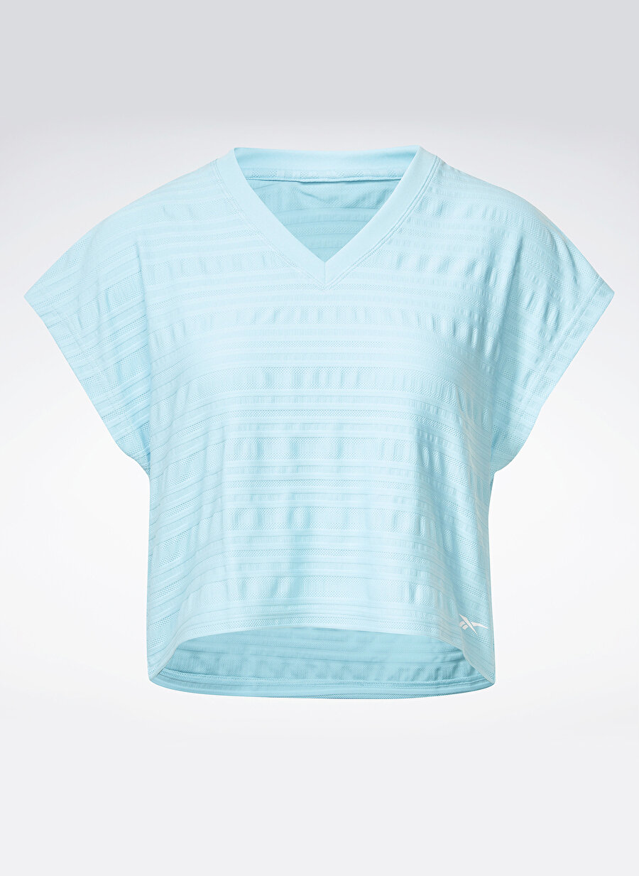 Reebok Yuvarlak Yaka Düz Mavi Kadın T-Shirt HT6108 Perforated Tee