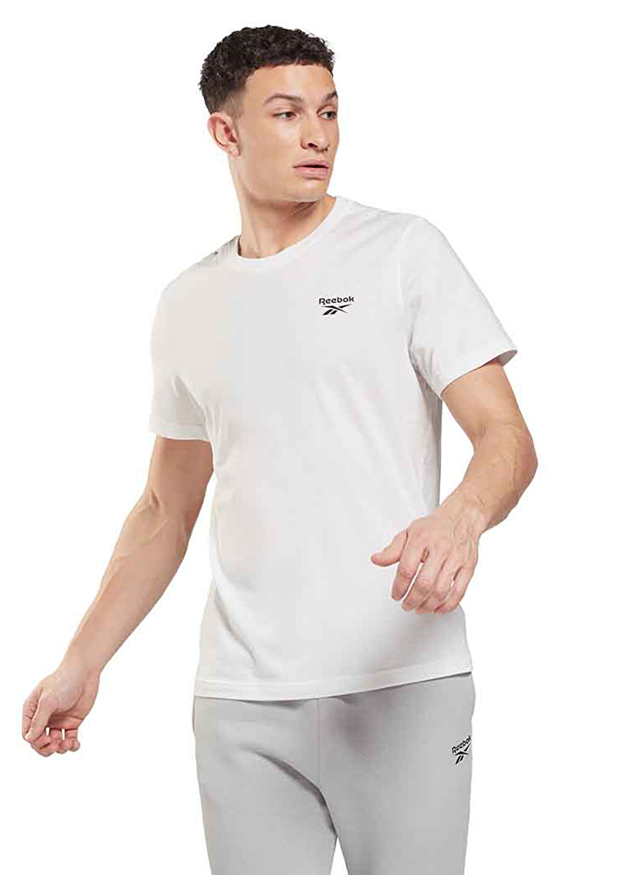 Reebok Yuvarlak Yaka Düz Beyaz Erkek T-Shirt HG4443 RI Left Chest Logo