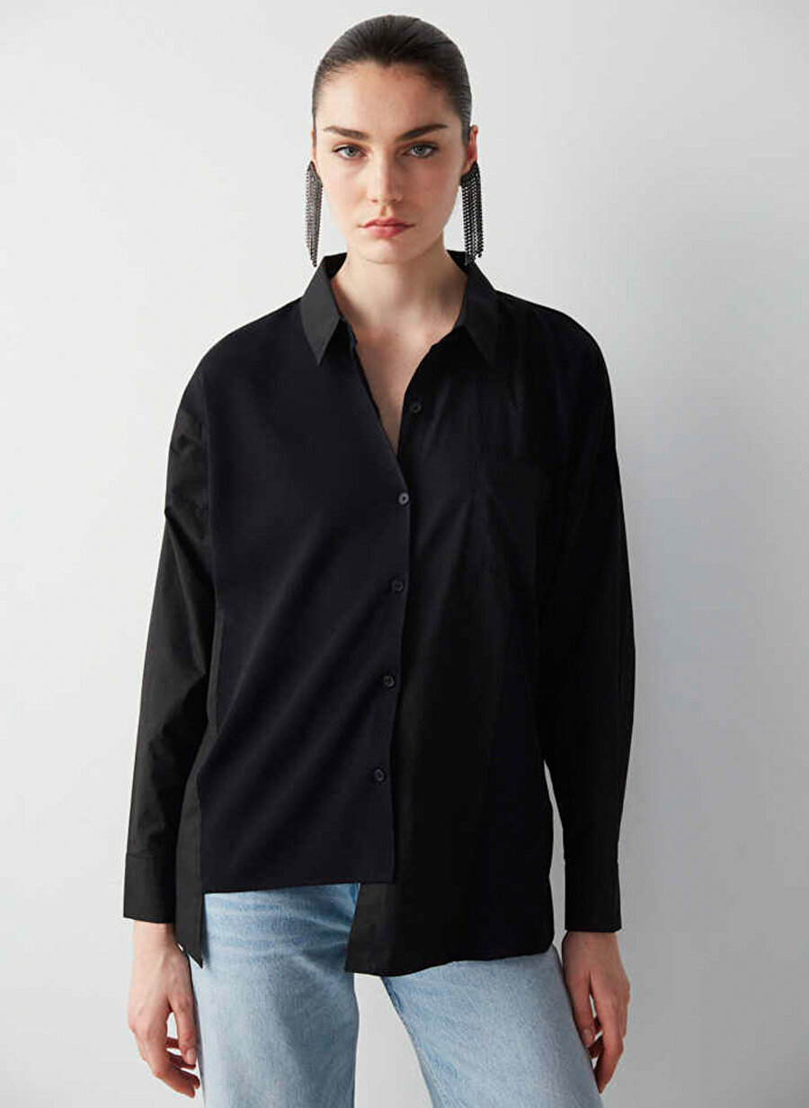 İpekyol Normal Gömlek Yaka Siyah Kadın Gömlek IS1230025144001