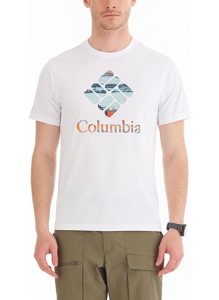 Columbia Beyaz Erkek O Yaka Normal Kalıp Baskılı T-Shirt 9120350100_CS0242