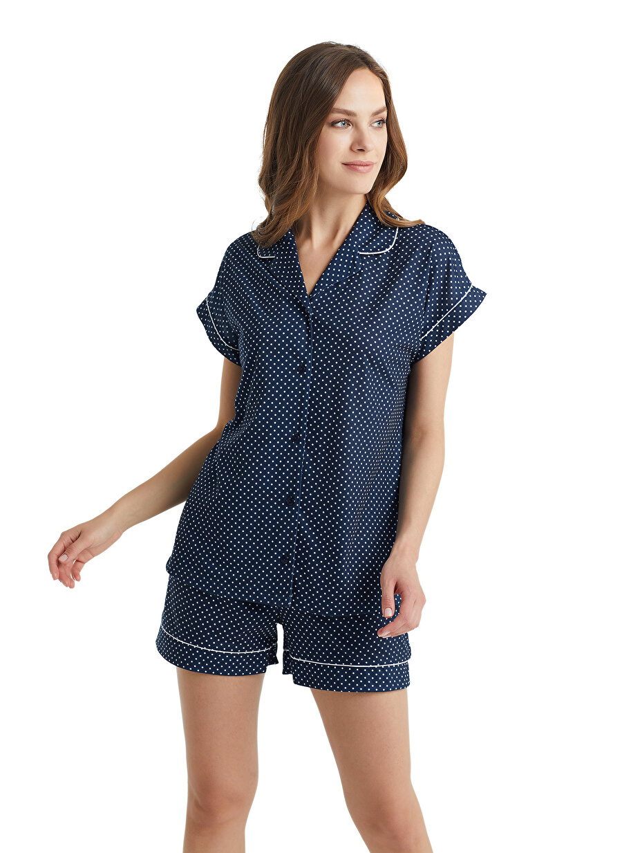 Blackspade Gömlek Yaka Baskılı Çok Renkli Kadın Pijama Takımı 51066