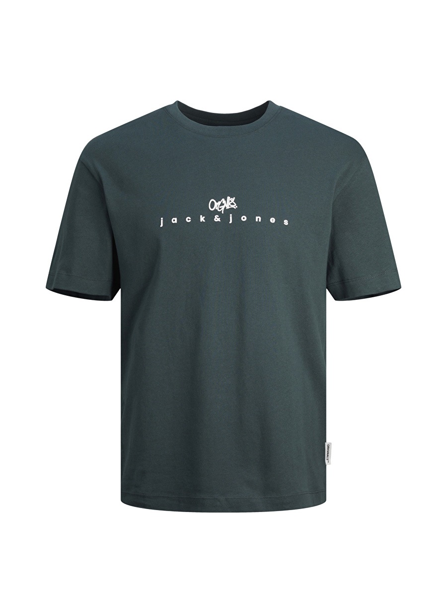 Jack & Jones Yuvarlak Yaka Koyu Yeşil Erkek T-Shirt 12240118_JORSILVERLAKE PUFF TEE S C