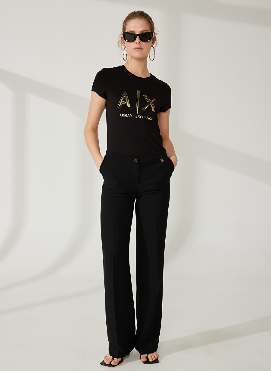 Armani Exchange Baskılı Siyah Kadın T-Shirt 3RYT40